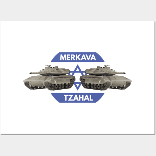 Israeli Tanks Merkava with Flag Posters and Art